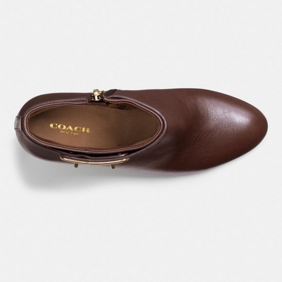 Coach chocolate brown leather Regina high heel ankle boots - size 8.5 NWT - Picture 2 of 8